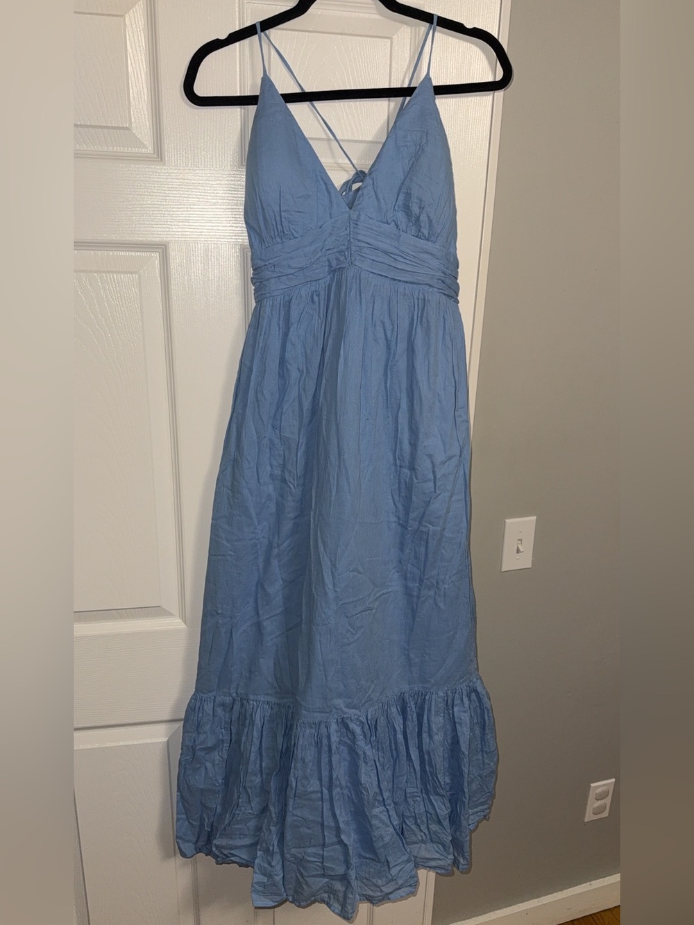 Abercrombie & Fitch Light Blue Smocked Strap Maxi Dress